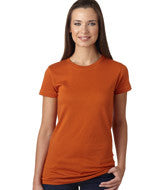 3616 LA T Juniors’ Fine Jersey Longer Length T-Shirt Texas Orange