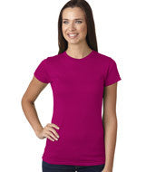 3616 LA T Juniors’ Fine Jersey Longer Length T-Shirt Fuchsia
