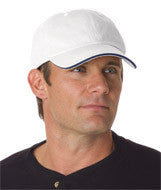 3617 Bayside Washed Cotton Unstructured Sandwich Cap White/ Navy