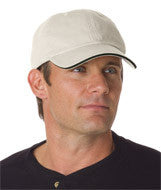3617 Bayside Washed Cotton Unstructured Sandwich Cap Stone/ Black