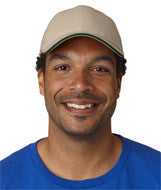 3621 Bayside Brushed Twill Structured Sandwich Cap Tan/ Dark Green