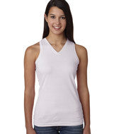 3624 LA T Junior V-Neck Racer Back Tank White