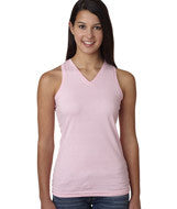 3624 LA T Junior V-Neck Racer Back Tank Pink