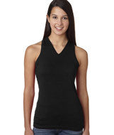 3624 LA T Junior V-Neck Racer Back Tank Black