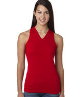 3624 LA T Junior V-Neck Racer Back Tank Red
