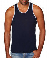 3633 Next Level Men's Premium Jersey Tank Midnight Navy/ Heather Gray