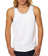 3633 Next Level Men's Premium Jersey Tank White/ Heather Gray