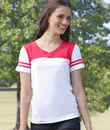3637 LA T Junior Football T-Shirt White/ Hot Pink