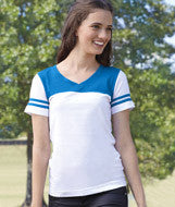 3637 LA T Junior Football T-Shirt White/ Cobalt Blue