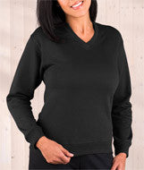 3653 LA T Ladies' French Terry Crossover V-Neck Pullover Black