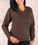 3653 LA T Ladies' French Terry Crossover V-Neck Pullover Brown