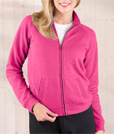 3655 LA T Ladies' French Terry Raglan Cadet Jacket Raspberry Sorbet