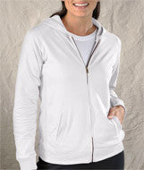 3659 LA T Ladies' French Terry Hooded Raglan Full-Zip Jacket White