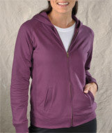 3659 LA T Ladies' French Terry Hooded Raglan Full-Zip Jacket Eggplant