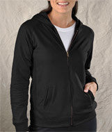3659 LA T Ladies' French Terry Hooded Raglan Full-Zip Jacket Black