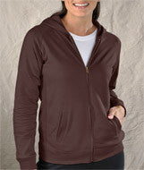 3659 LA T Ladies' French Terry Hooded Raglan Full-Zip Jacket Brown