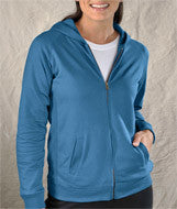 3659 LA T Ladies' French Terry Hooded Raglan Full-Zip Jacket Indigo