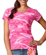 3665 Code Five Ladies' Fine Jersey Camouflage T-Shirt Pink Woodland