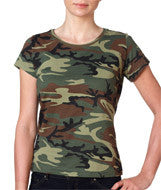 3665 Code Five Ladies' Fine Jersey Camouflage T-Shirt Green Woodland