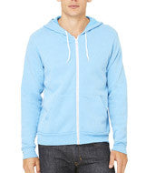 3739 Bella + Canvas Unisex Poly-Cotton Fleece Full-Zip Hoodie Neon Blue