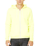 3739 Bella + Canvas Unisex Poly-Cotton Fleece Full-Zip Hoodie Neon Yellow