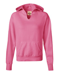 Comfort Colors - Ladies' Pigment-Dyed Frayed Hooded Pullover - 1595 Neon_pink