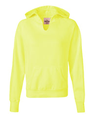 Comfort Colors - Ladies' Pigment-Dyed Frayed Hooded Pullover - 1595 Neon_yellow