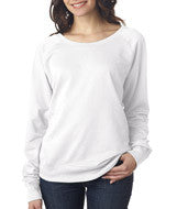 3762 LA T Ladies Lightweight French Terry Slouchy Pullover White