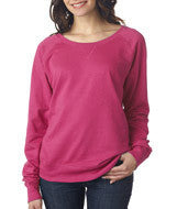 3762 LA T Ladies Lightweight French Terry Slouchy Pullover Hot Pink