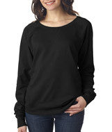 3762 LA T Ladies Lightweight French Terry Slouchy Pullover Black