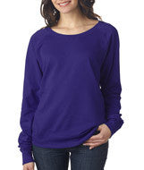 3762 LA T Ladies Lightweight French Terry Slouchy Pullover Purple