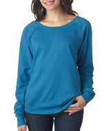 3762 LA T Ladies Lightweight French Terry Slouchy Pullover Cobalt Blue