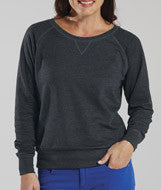 3762 LA T Ladies Lightweight French Terry Slouchy Pullover Smoke