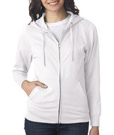 3763 LA T Ladies Lightweight French Terry Zip Front Hoodie White