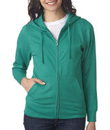 3763 LA T Ladies Lightweight French Terry Zip Front Hoodie Jade