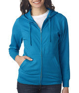 3763 LA T Ladies Lightweight French Terry Zip Front Hoodie Cobalt Blue