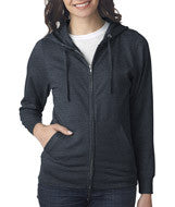 3763 LA T Ladies Lightweight French Terry Zip Front Hoodie Smoke