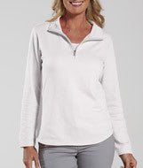 3764 LA T Ladies Lightweight French Terry ¼ Zip Pullover White