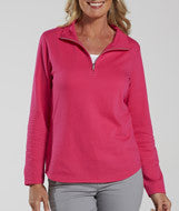 3764 LA T Ladies Lightweight French Terry ¼ Zip Pullover Hot Pink