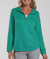 3764 LA T Ladies Lightweight French Terry ¼ Zip Pullover Jade
