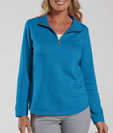 3764 LA T Ladies Lightweight French Terry ¼ Zip Pullover Cobalt Blue