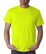 3930P Fruit of the Loom Adult Heavy Cotton HD&reg; T-Shirt with Pocket Safety Green (50/ 50)