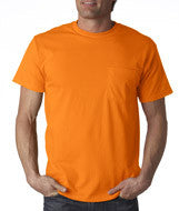 3930P Fruit of the Loom Adult Heavy Cotton HD&reg; T-Shirt with Pocket Safety Orange (50/ 50)