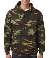 3969 Code V Adult Camouflage Pullover Hooded Blended Sweatshirt with Pouch Pocket Green Woodland