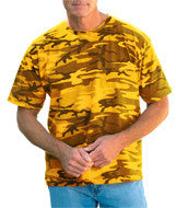 3986 Code V Adult Overdye Camouflage Cotton T-Shirt Gold