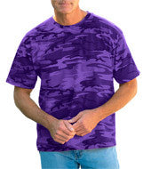 3986 Code V Adult Overdye Camouflage Cotton T-Shirt Purple