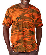 3986 Code V Adult Overdye Camouflage Cotton T-Shirt Orange