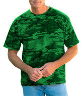3986 Code V Adult Overdye Camouflage Cotton T-Shirt Green