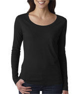 399 Anvil Ladies’ Featherweight Long-Sleeve Scoop Tee Black