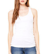 4070 Bella + Canvas Ladies' 2x1 Rib Racerback Longer Length Tank White